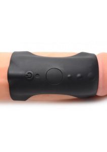 Trinity Men 7X G-Shaft Silicone Rechargeable Cock Ring with Remote Control - Black