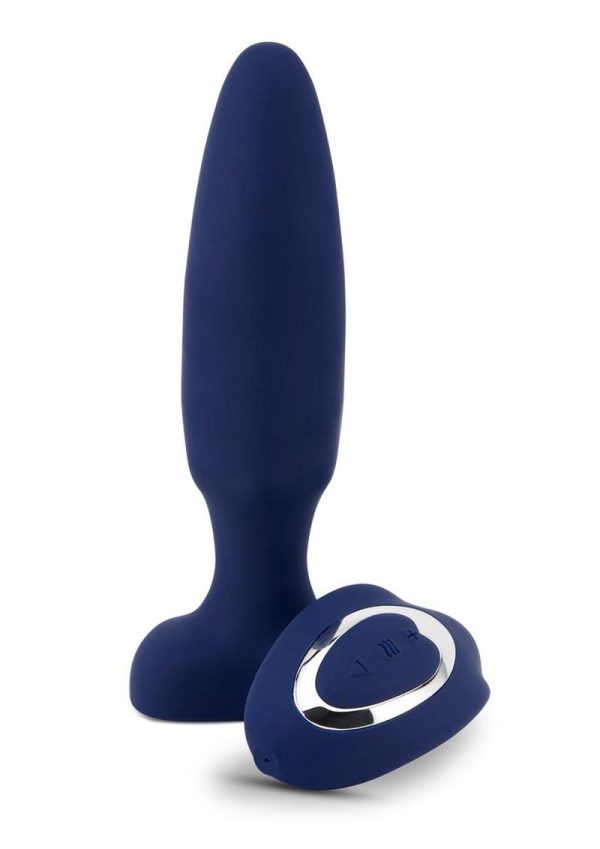 Nu Sensuelle Andii Fino Roller Motion Rechargeable Silicone Anal Plug with Remote Control - Navy Blue
