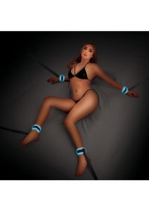 WhipSmart Glow in the Dark Bed Restraints with Adjustable Cuff - Blue
