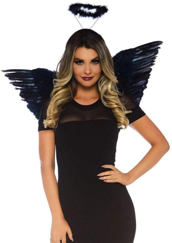 Leg Avenue Angel Wings Kit - OS - Black