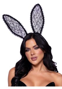 Leg Avenue Ruffle Bunny Ears - OS - Black
