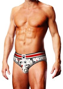 Prowler Puppie Print Open Brief - Medium - White/Black