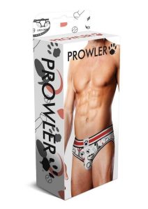 Prowler Puppie Print Open Brief - Large - White/Black