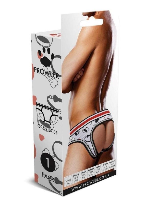 Prowler Puppie Print Open Brief - Large - White/Black