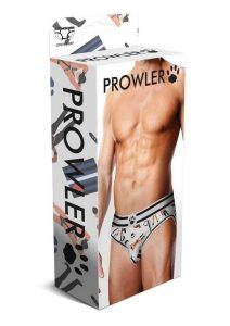 Prowler Leather Pride Open Brief - Large - White/Black