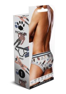 Prowler Leather Pride Brief - Large - White/Black