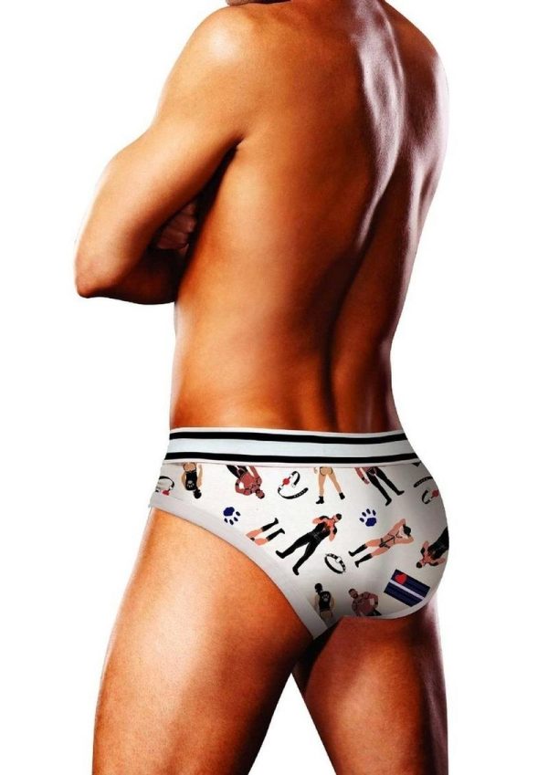 Prowler Leather Pride Brief - XL - White/Black