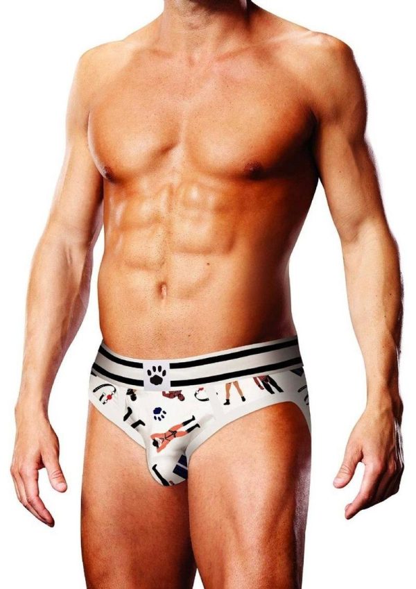 Prowler Leather Pride Brief - XXL - White/Black