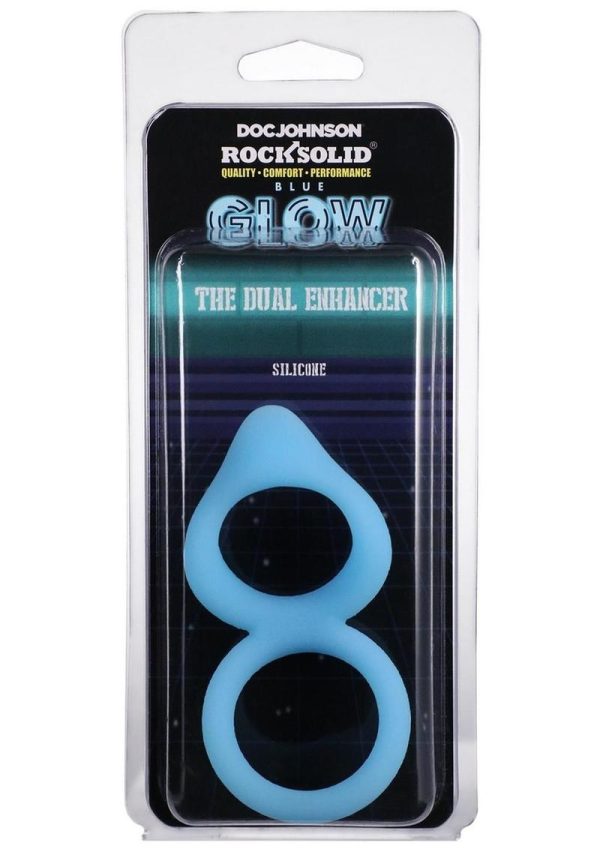 Rock Solid Dual Enhancer Glow in the Dark Silicone Ring - Blue