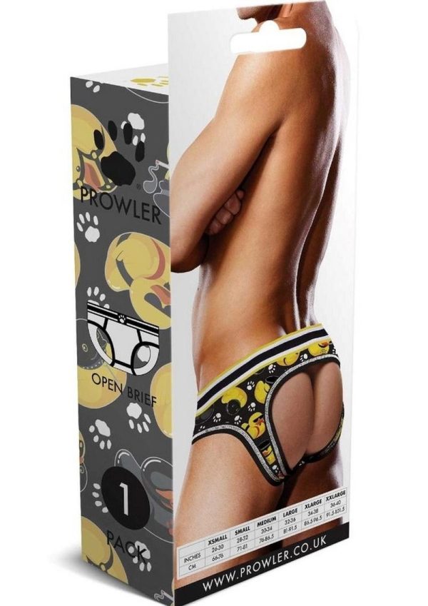 Prowler BDSM Rubber Ducks Open Brief - XXL - Black/Yellow