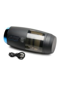 LoveBotz The Milker Slider 18X Rechargeable Stroking Masturbator - Black/Clear