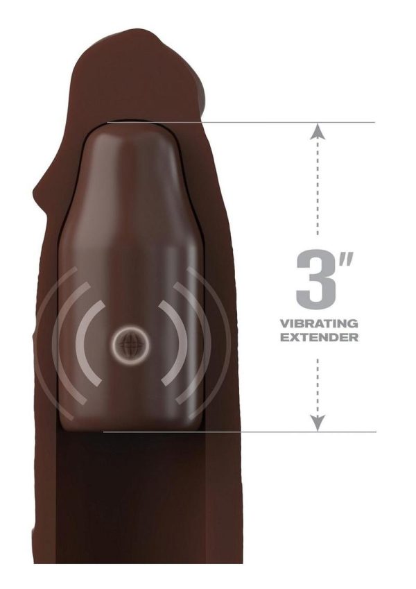 Fantasy X-Tensions Elite Silicone Vibrating 9in Sleeve with 3in Plug and Remote Control - Chocolate