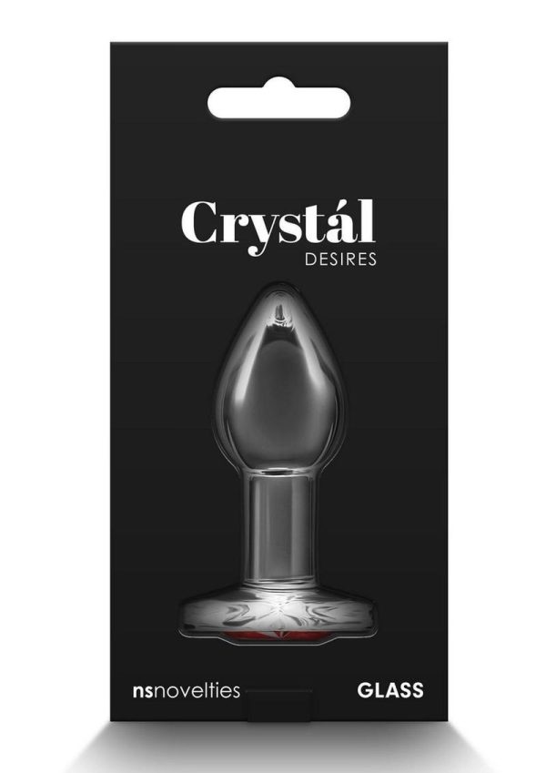 Crystal Desires Red Heart Glass Anal Plugs - Small