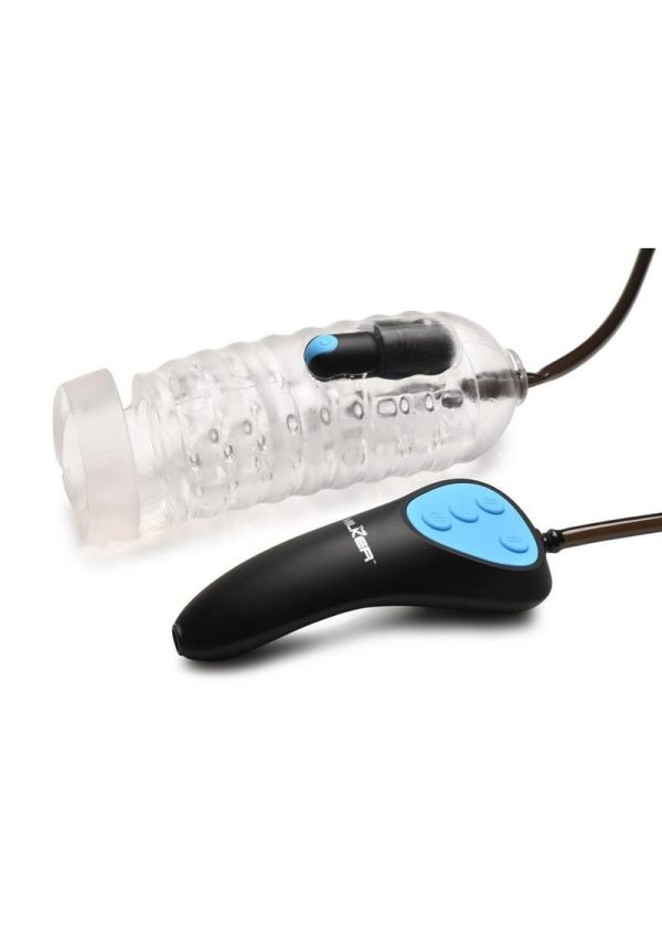 LoveBotz Mini Handheld Rechargeable Milker with Wired Remote Control - Black/Blue/Clear