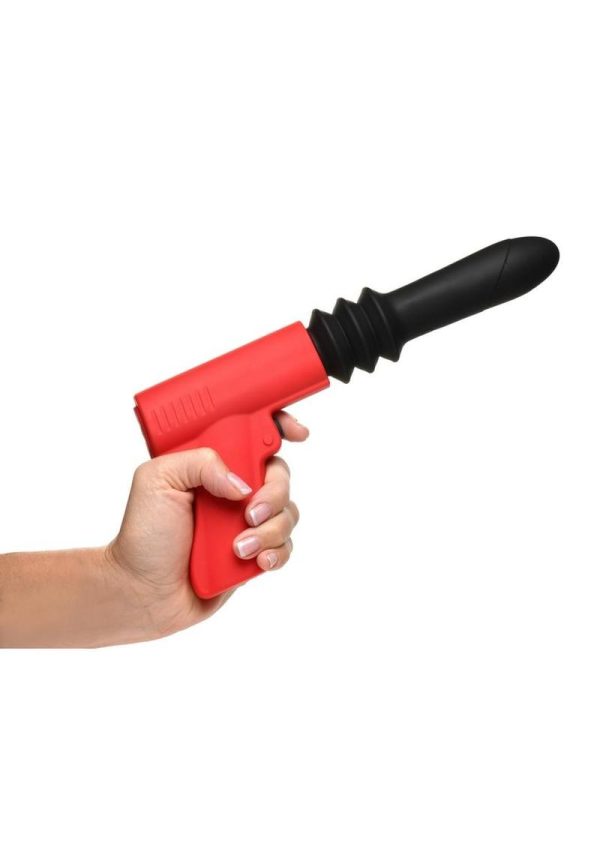 Master Series Thrusting Pistola Rechargeable Silicone Vibrator - Red/Black