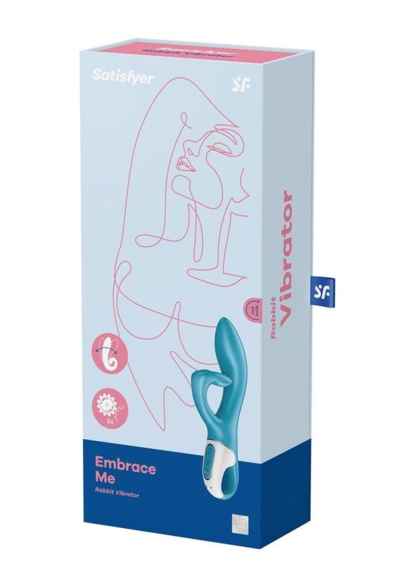 Satisfyer Embrace Me Silicone Rechargeable Rabbit Vibrator with Clitoral Stimulation - Turquoise