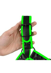 Ouch! Buckle Bulldog Harness Glow in the Dark - Small/Medium - Green