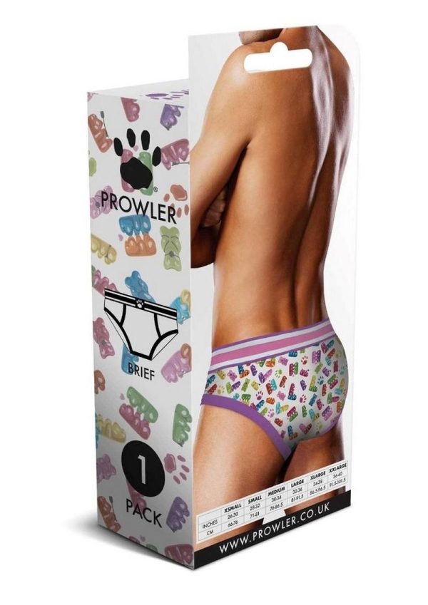 Prowler Gummy Bears Brief - Large - White/Multicolor