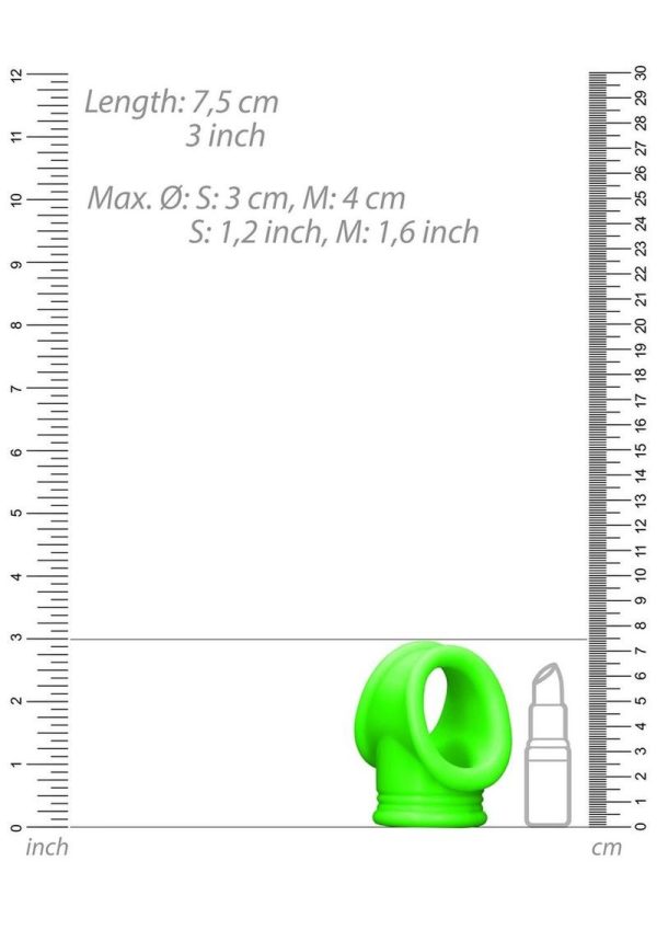 Ouch! Cock Ring and Ball Strap Silicone Separator Glow in the Dark - Green