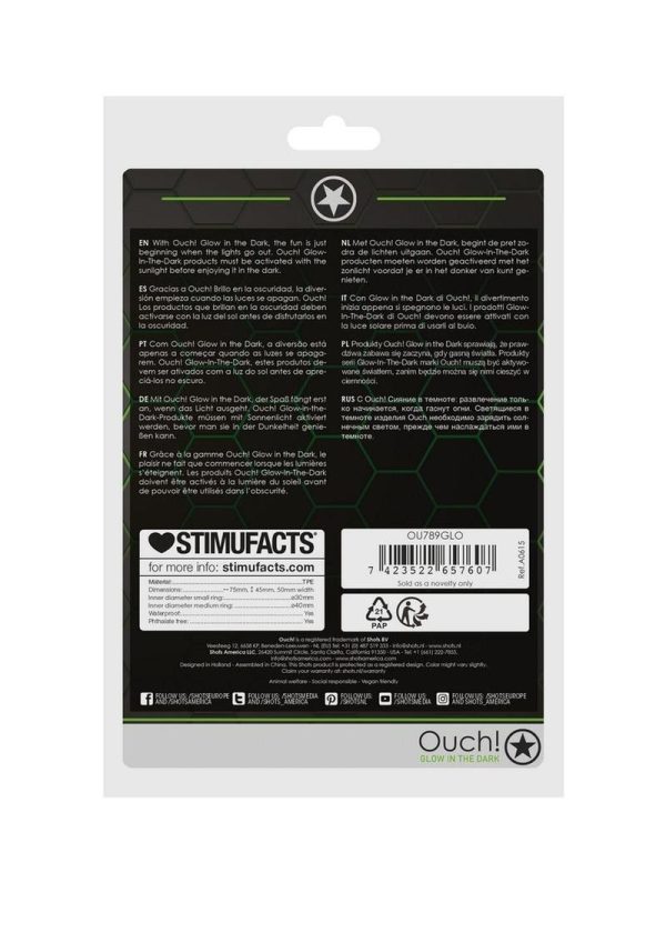 Ouch! Cock Ring and Ball Strap Silicone Separator Glow in the Dark - Green