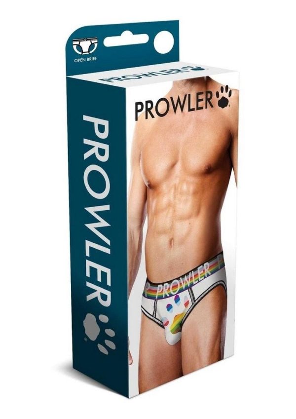 Prowler White Oversized Paw Open Brief - XL - White/Rainbow