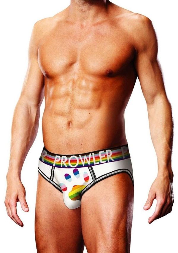 Prowler White Oversized Paw Open Brief - XL - White/Rainbow