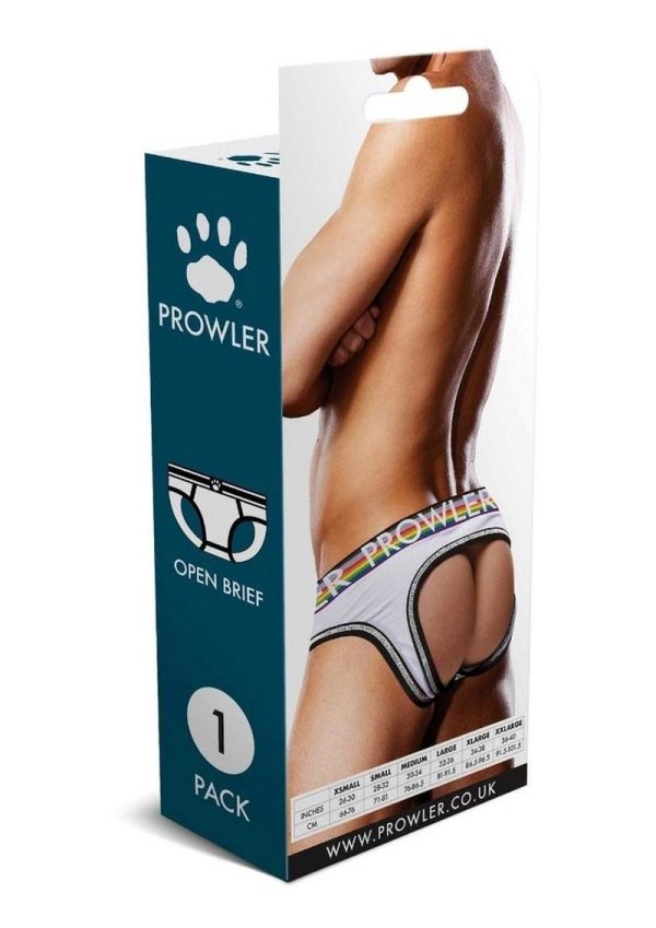 Prowler White Oversized Paw Open Brief - XL - White/Rainbow