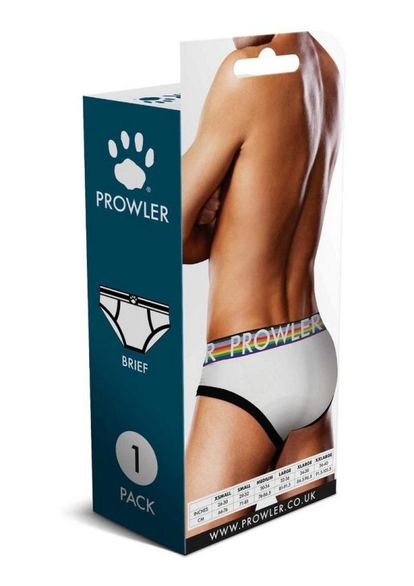 Prowler White Oversized Paw Brief - Small - White/Rainbow