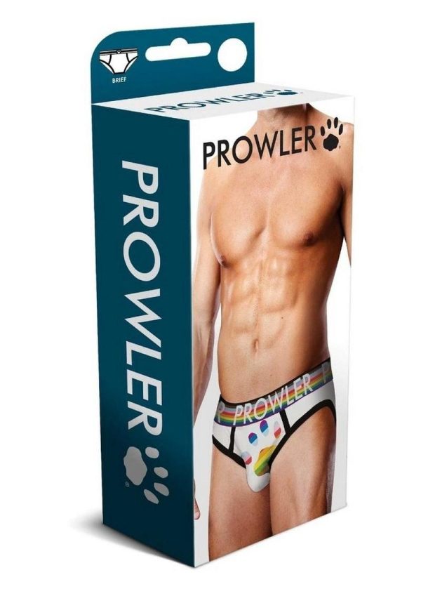 Prowler White Oversized Paw Brief - XL - White/Rainbow
