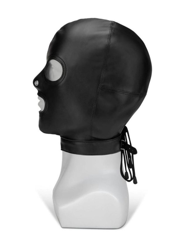 ME YOU US Hood with Eyes Nose Mouth PU Leather Bondage Hood - Black