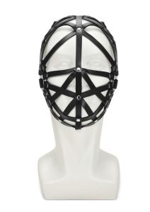ME YOU US Web Hood PU Leather Bondage Hood - Black