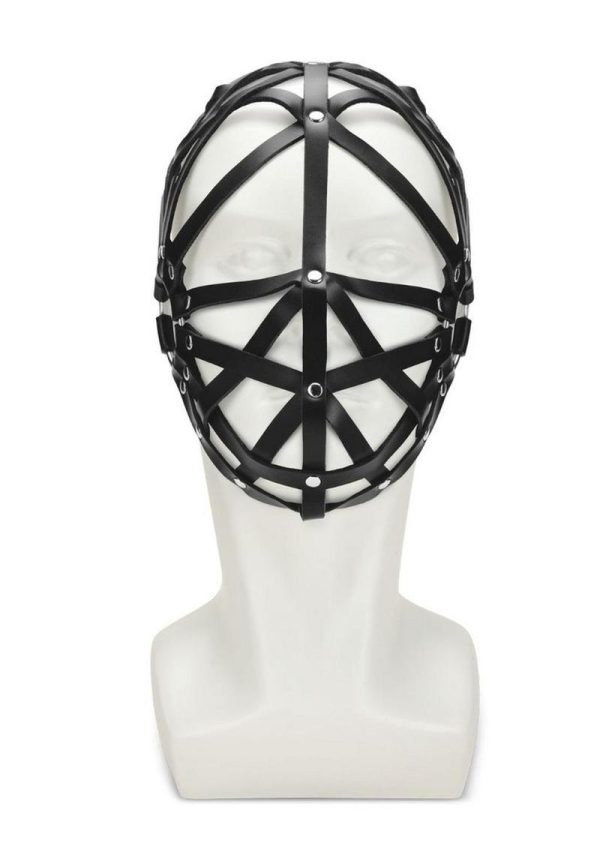ME YOU US Web Hood PU Leather Bondage Hood - Black