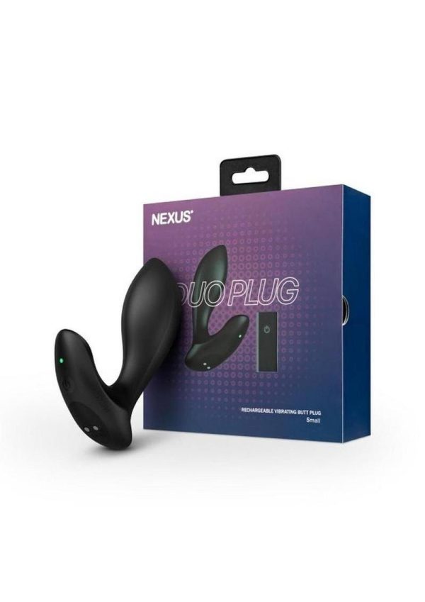 Nexus Duo Rechargeable Silicone Beginner Butt Plug  with Remote Control - Small - Black