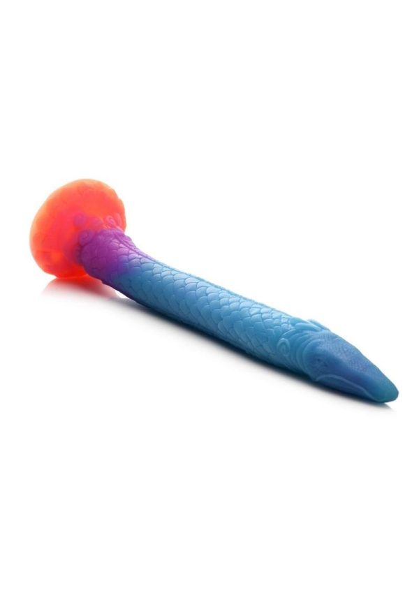 Creature Cocks Makara Glow in The Dark Silicone Snake Dildo - Orange/Purple/Blue Glitter