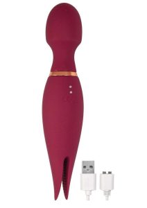 Mystique Vibrating Massagers Rechargeable Silicone Magic Wand - Eggplant