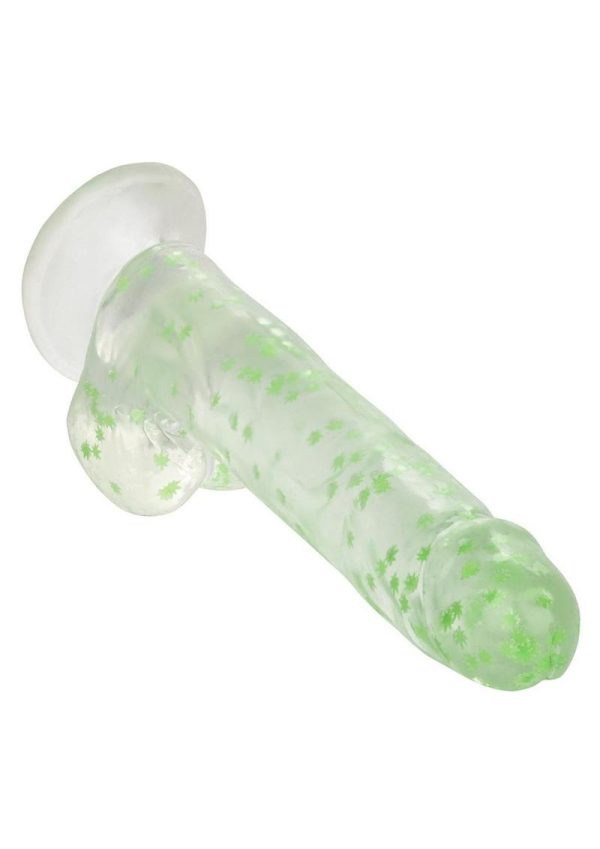 Naughty Bits I Leaf Dick Glow-in-The-Dark Weed Leaf Filled Dildo - Green