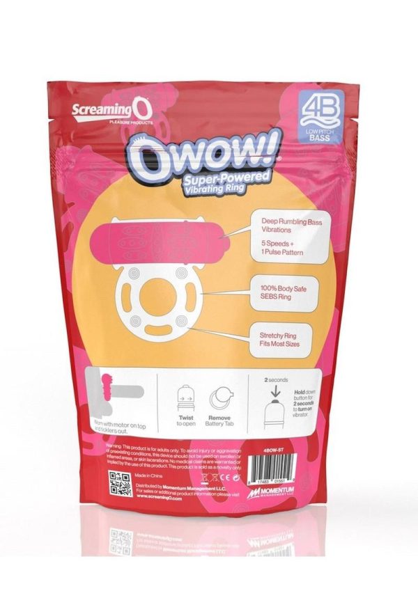 Screaming O 4B O Wow Vibrating Ring - Strawberry