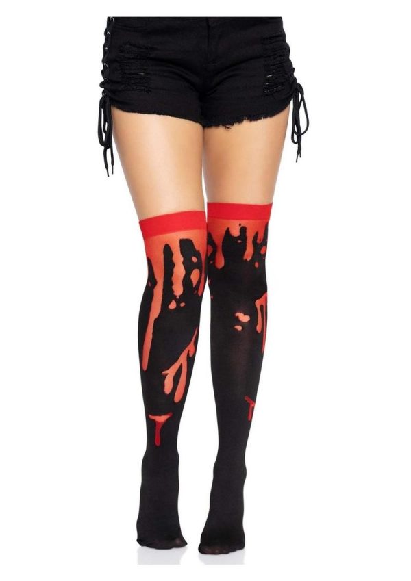 Leg Avenue Splatter Thigh Highs - OS - Red