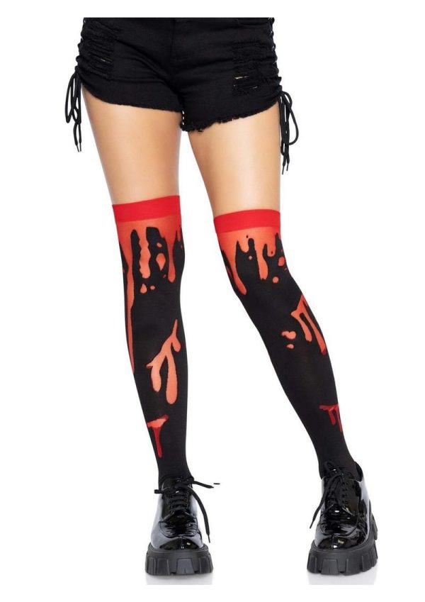 Leg Avenue Splatter Thigh Highs - OS - Red