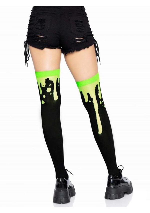 Leg Avenue Splatter Thigh Highs - OS - Green