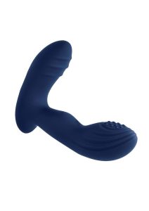 Playboy Pleasure Pleaser Rechargeable Silicone Vibrating Warming Prostate Massager with Remote Control - Blue
