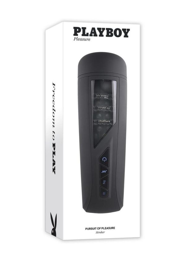 Playboy Pursuit of Pleasure Rechargeable Textured Vibrating Stroker - Black