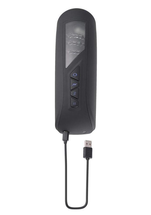 Playboy Pursuit of Pleasure Rechargeable Textured Vibrating Stroker - Black