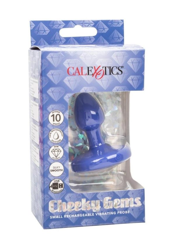 Cheeky Gems Rechargeable Silicone Vibrating Butt Plug - Small - Blue