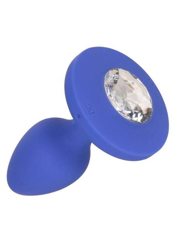 Cheeky Gems Rechargeable Silicone Vibrating Plug - Medium - Blue
