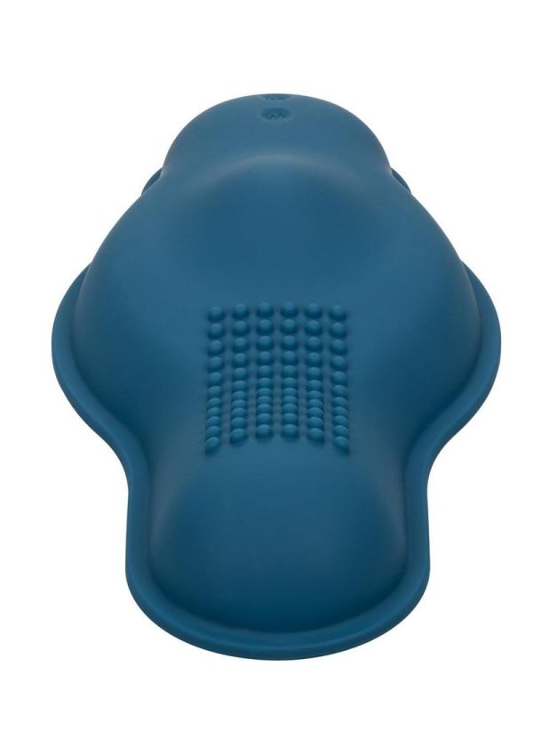 Dual Rider Rechargeable Silicone Bump and Grind Vibrator with Remote Control - Blue
