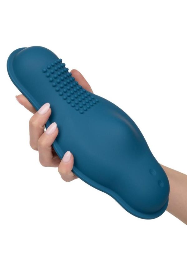 Dual Rider Rechargeable Silicone Bump and Grind Vibrator with Remote Control - Blue