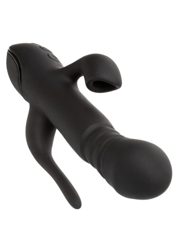 III Triple Euphoria Rechargeable Silicone Stimulating Vibrator - Black