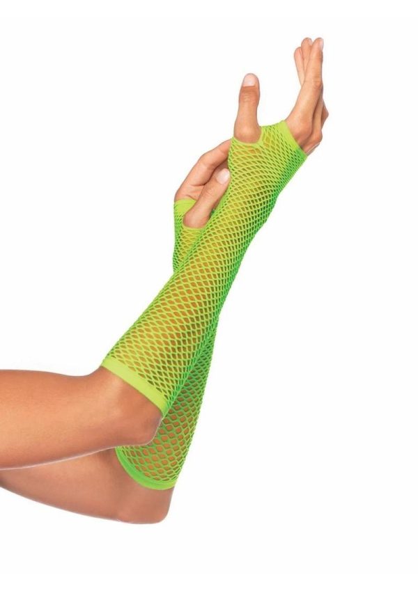 Leg Avenue Triangle Net Finglerless Gloves - OS - Neon Green