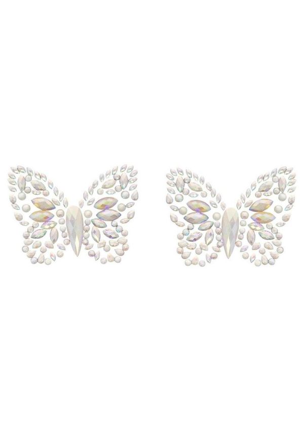 Leg Avenue Chrysallis Adhesive Glow in The Dark Nipple Jewels Sticker - OS - Clear